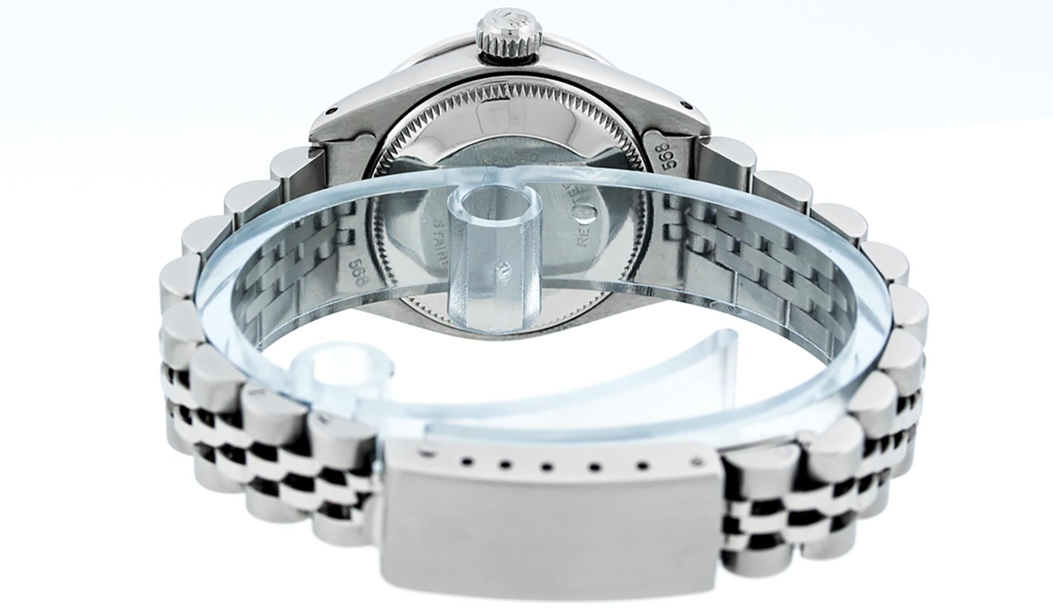 Rolex Montre Datejust pour femme en acier, or jaune 18 carats, cadran en diamants et émeraudes avec cadran MOP 1