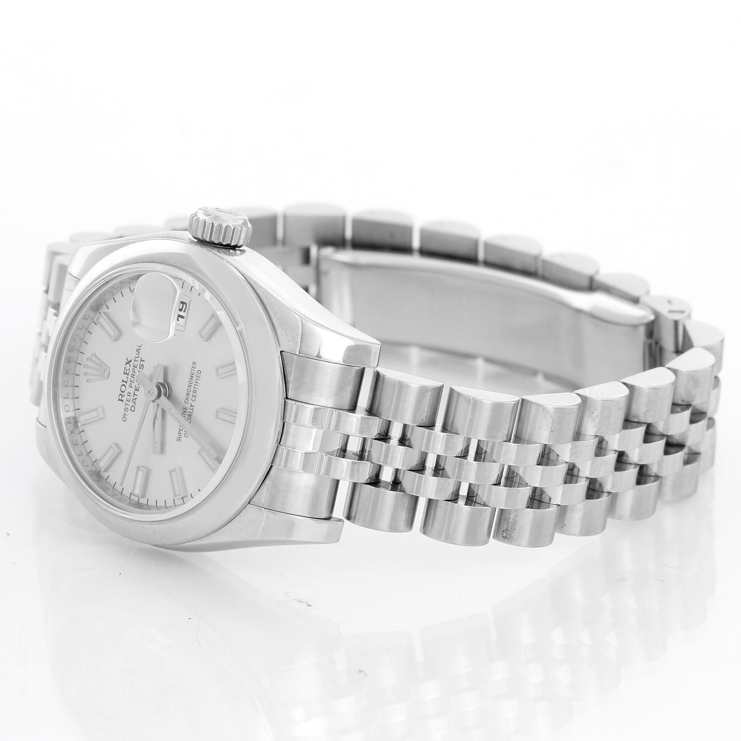 Rolex  Ladies Datejust Watch Steel with Silver Dial  179160 - Automatic winding; 31 jewel; sapphire crystal. Stainless steel case with smooth bezel (26mm diameter). Silver dial with stick hour markers. Stainless steel Jubilee bracelet. Pre-owned
