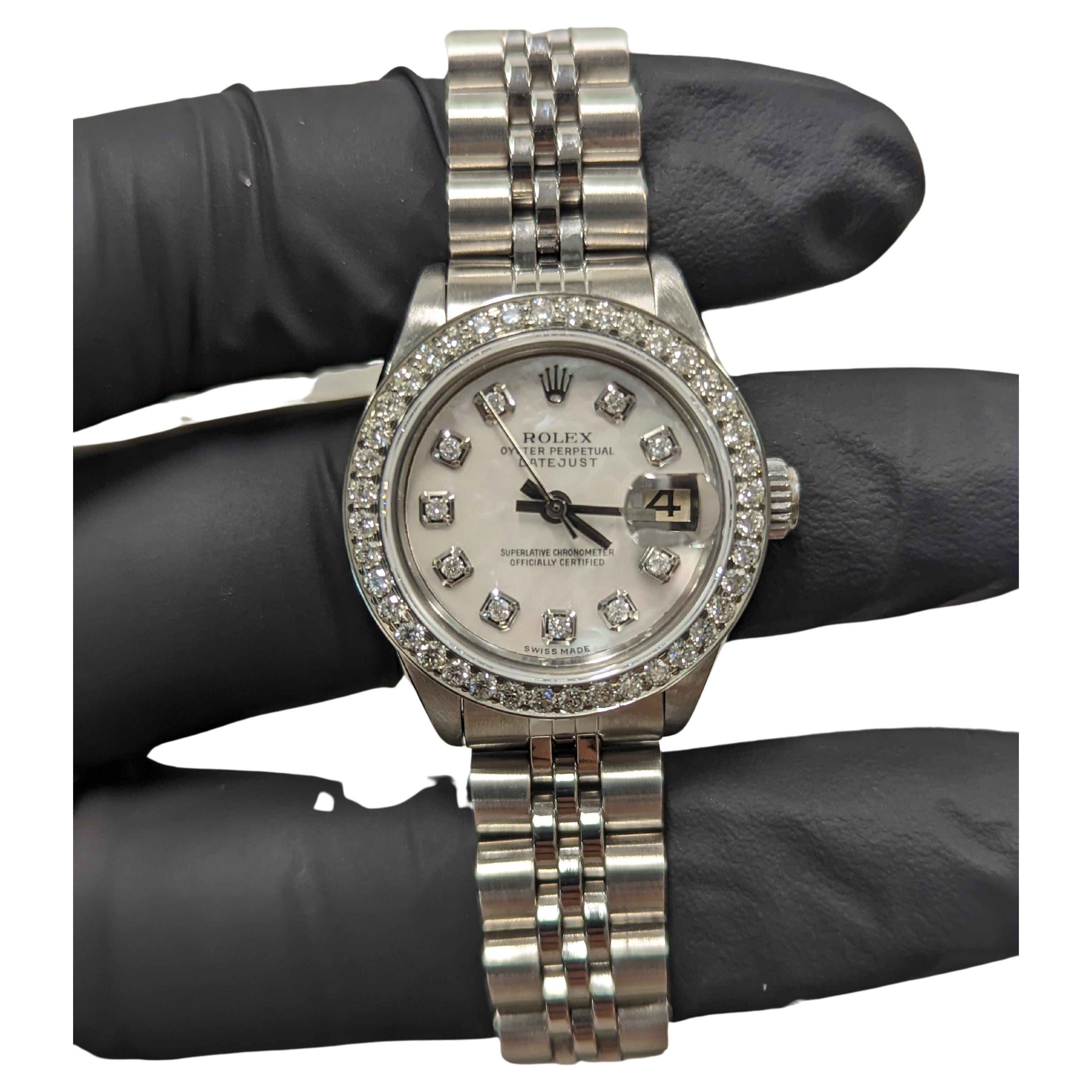 Rolex Damen Datejust Weiße Perlmutt-Diamant-Zifferblatt Jubiläumsbanduhr