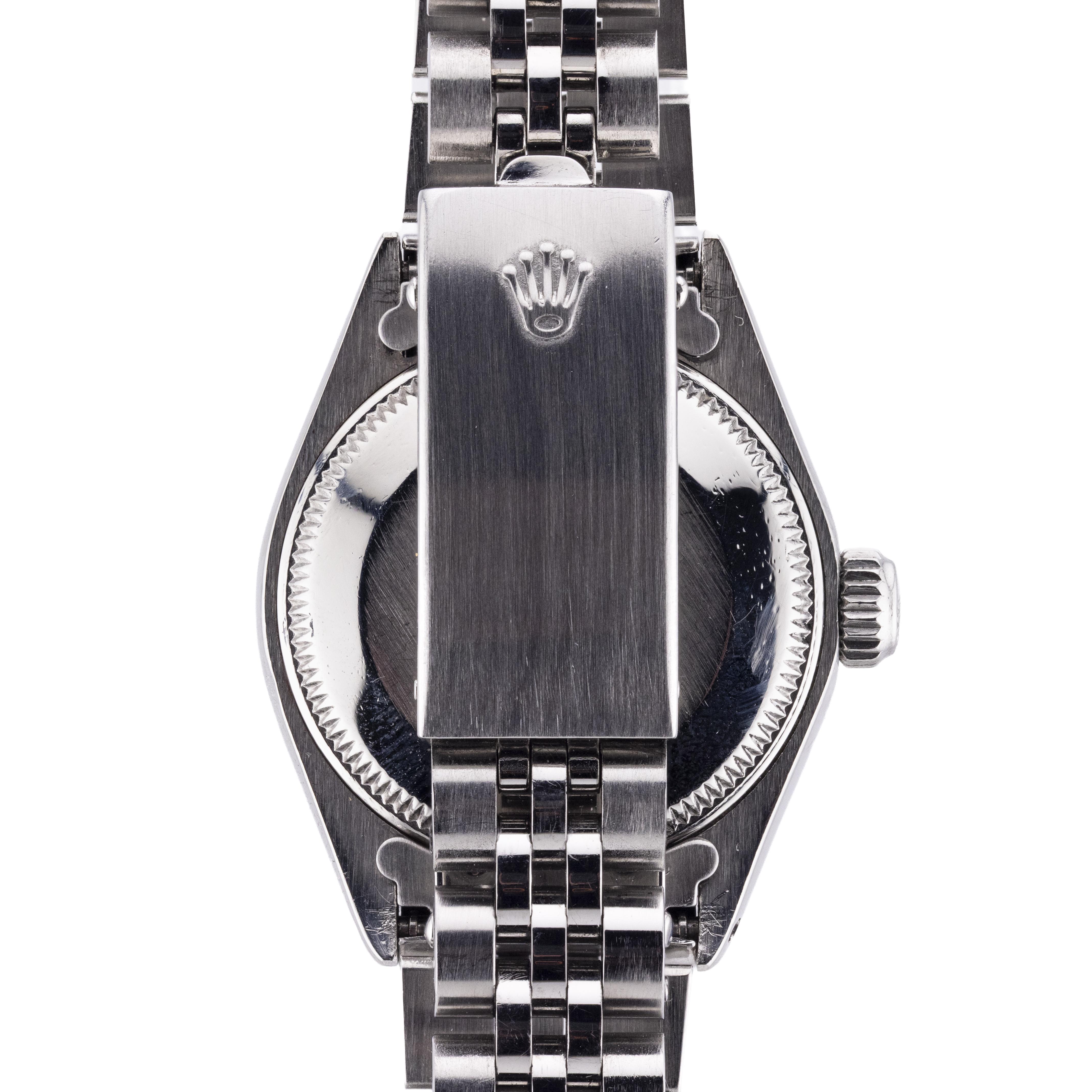 Taglio brillante Rolex Datejust da donna con quadrante di diamanti in oro bianco 18 carati e acciaio inossidabile in vendita