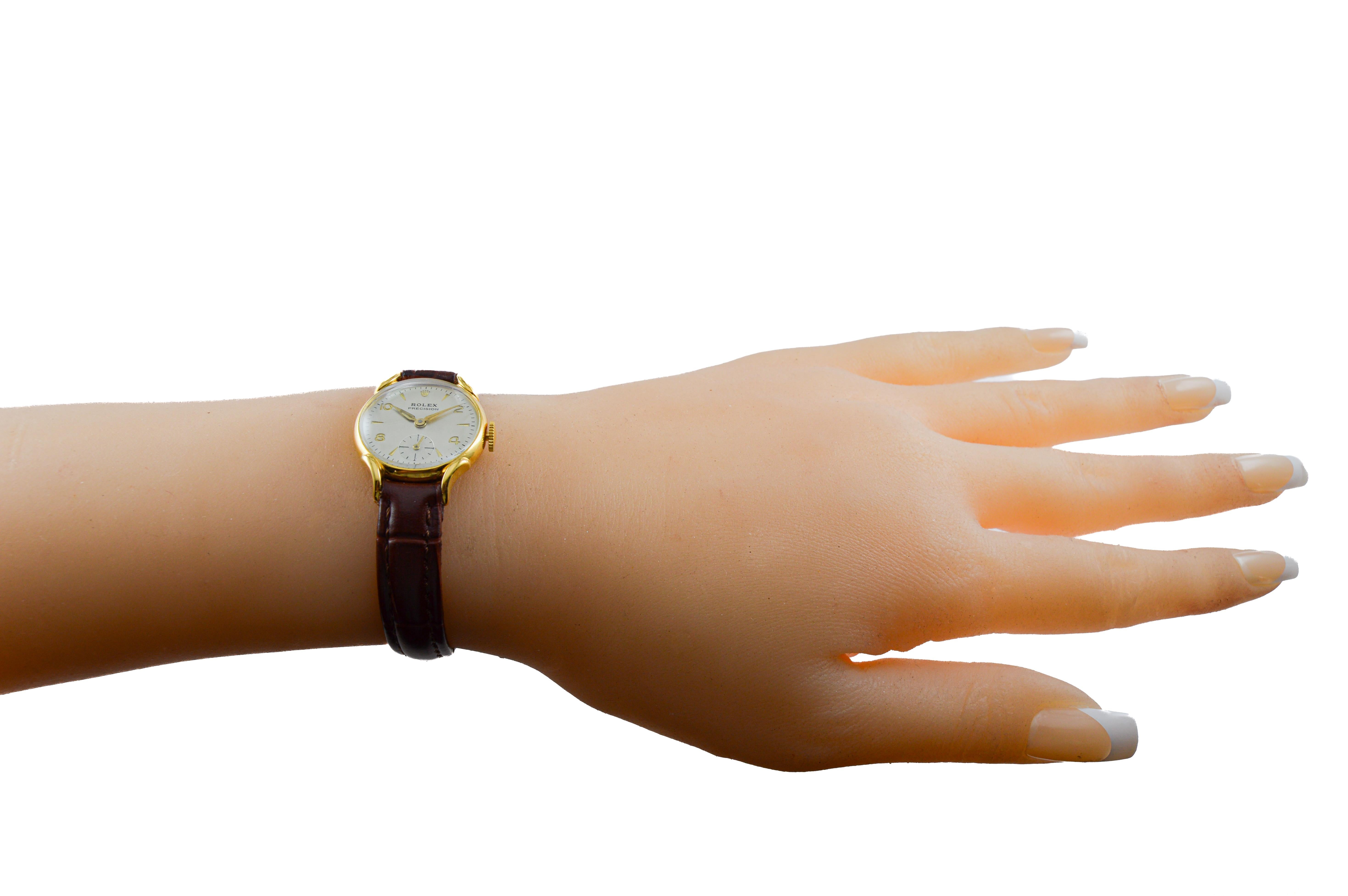 Rolex 9Kt Oro massiccio Mid Century Orologio rotondo circa 1950 in vendita 11