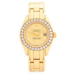 Rolex Damen Masterpiece/Pearlmaster Gold Diamant Uhr 69298