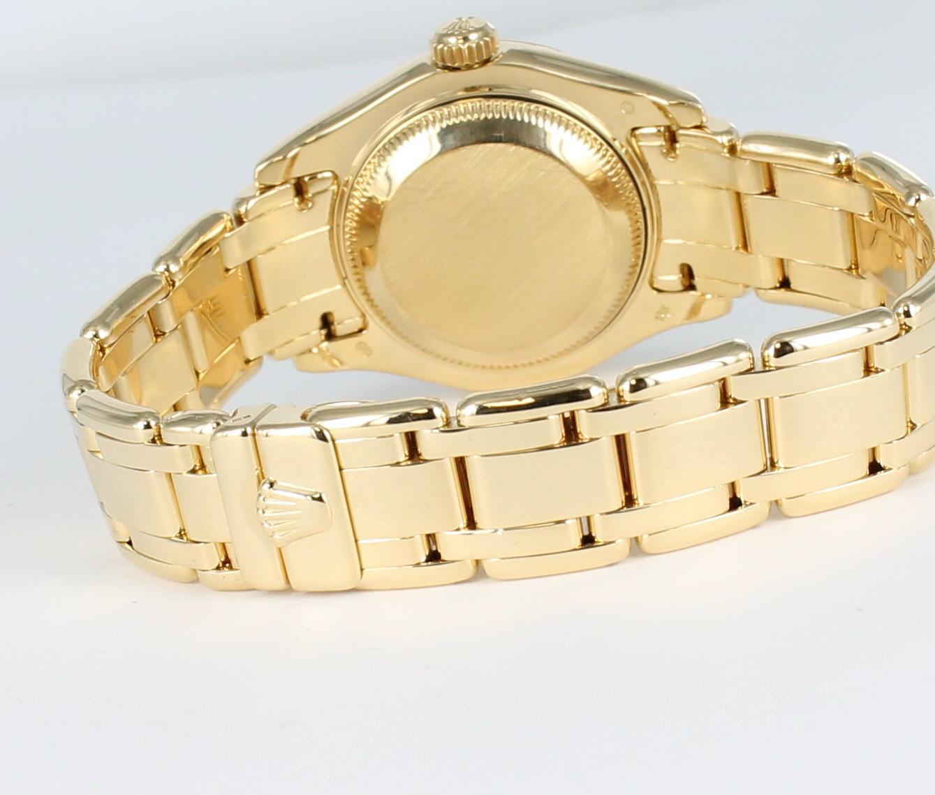 Modern Rolex Ladies Masterpiece/Pearlmaster Gold Diamond Watch 69298 in 18 Karat