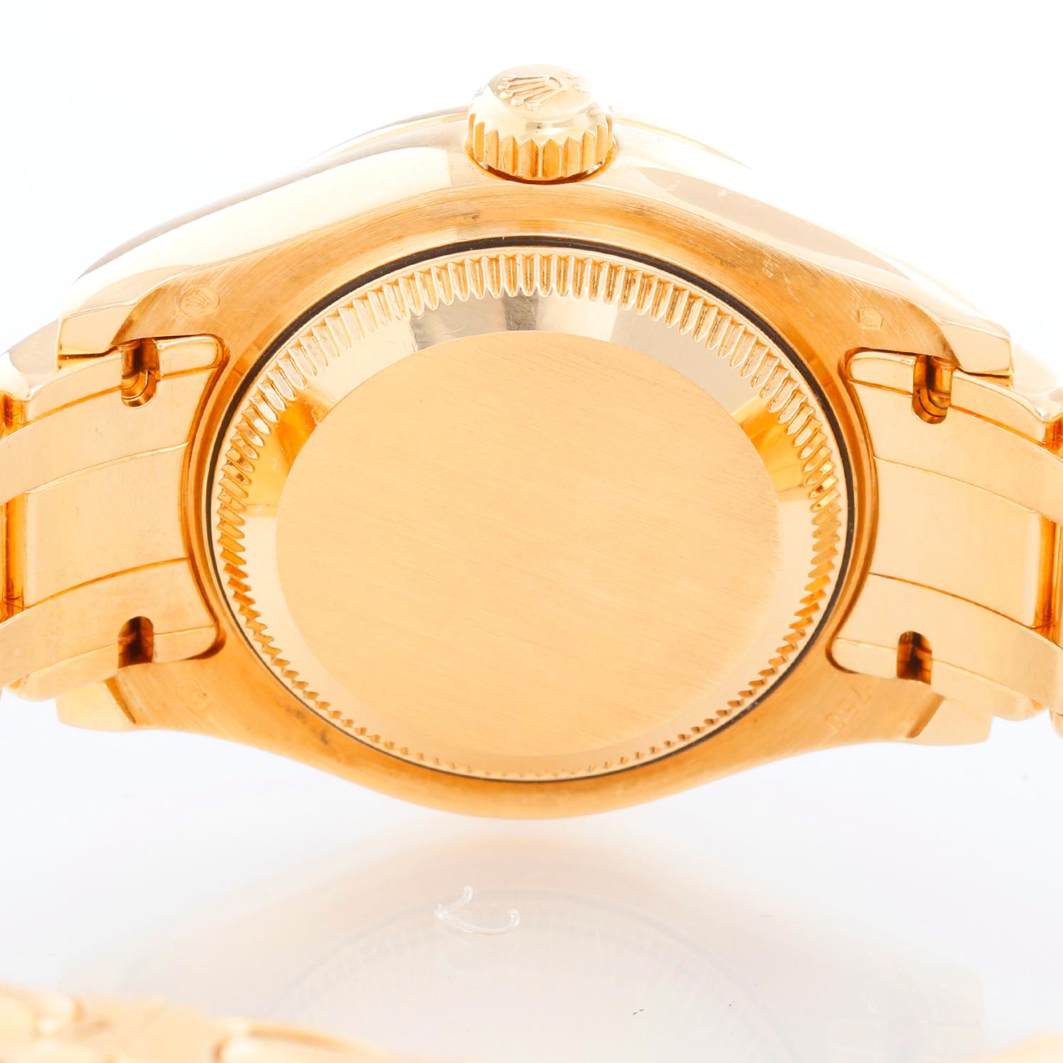 Rolex Ladies Masterpiece/Pearlmaster Gold Diamond Watch 80298 In Excellent Condition In Dallas, TX