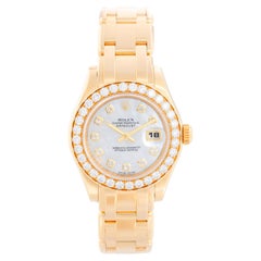 Used Rolex Ladies Masterpiece/Pearlmaster Gold Diamond Watch 80298
