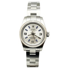 Rolex Ladies Oyster Perpetual 176234 Silver Blue Arabic Dial Stainless Box Paper