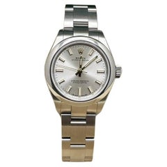 Rolex Ladies Oyster Perpetual 276200 28mm Esfera plateada Caja de acero Papel adhesivo