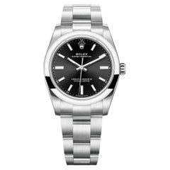 Rolex Damen Oyster Perpetual, schwarzes Zifferblatt, Ref.-Nr. 124200, 2021, ungetragene Uhr