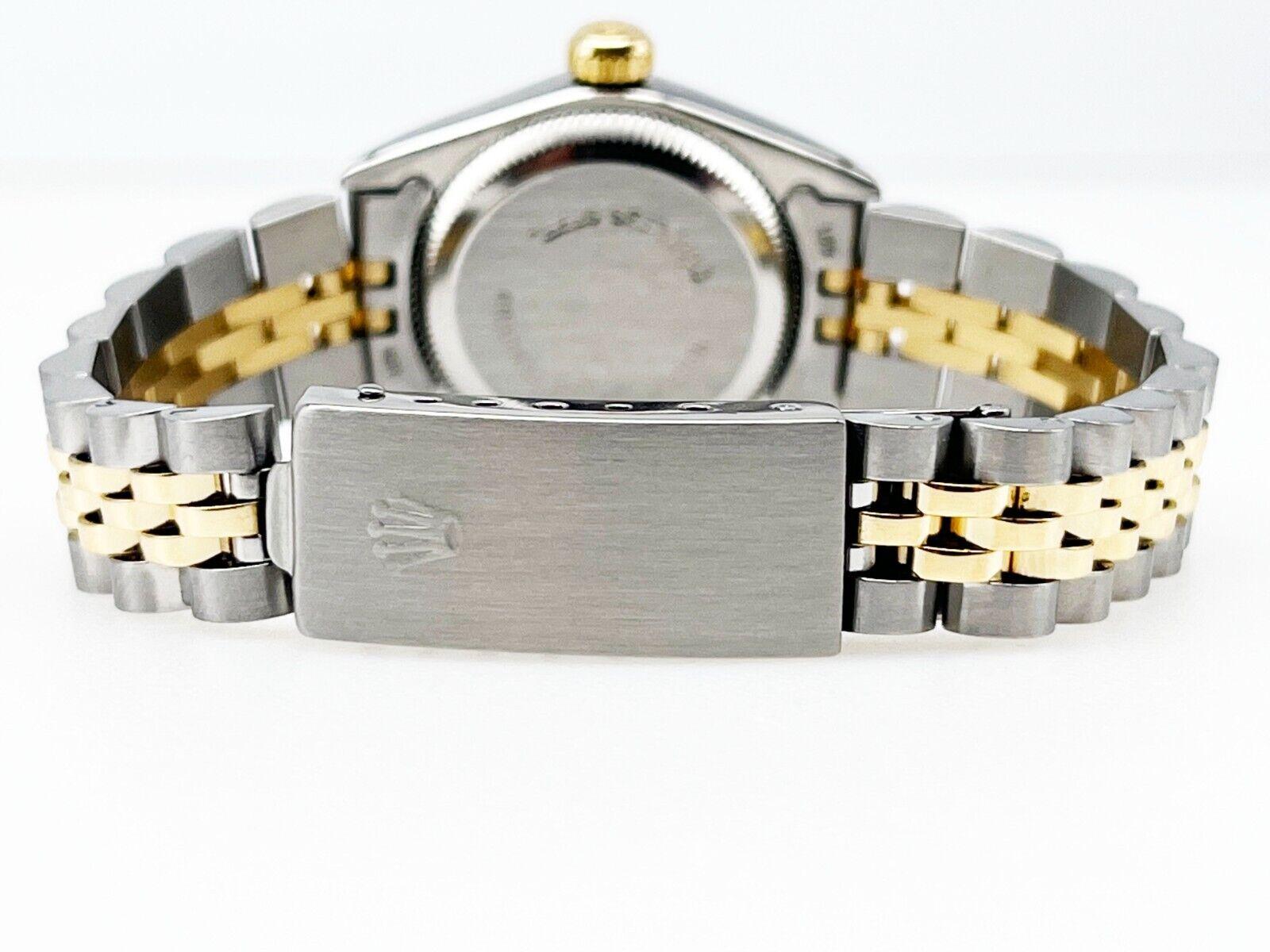 Rolex Ladies Oyster Perpetual 6719 Champagne Dial 18K Yellow Gold Steel In Excellent Condition In San Diego, CA
