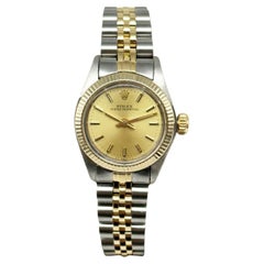 Rolex Ladies Oyster Perpetual 6719 Champagne Dial 18K Yellow Gold Steel