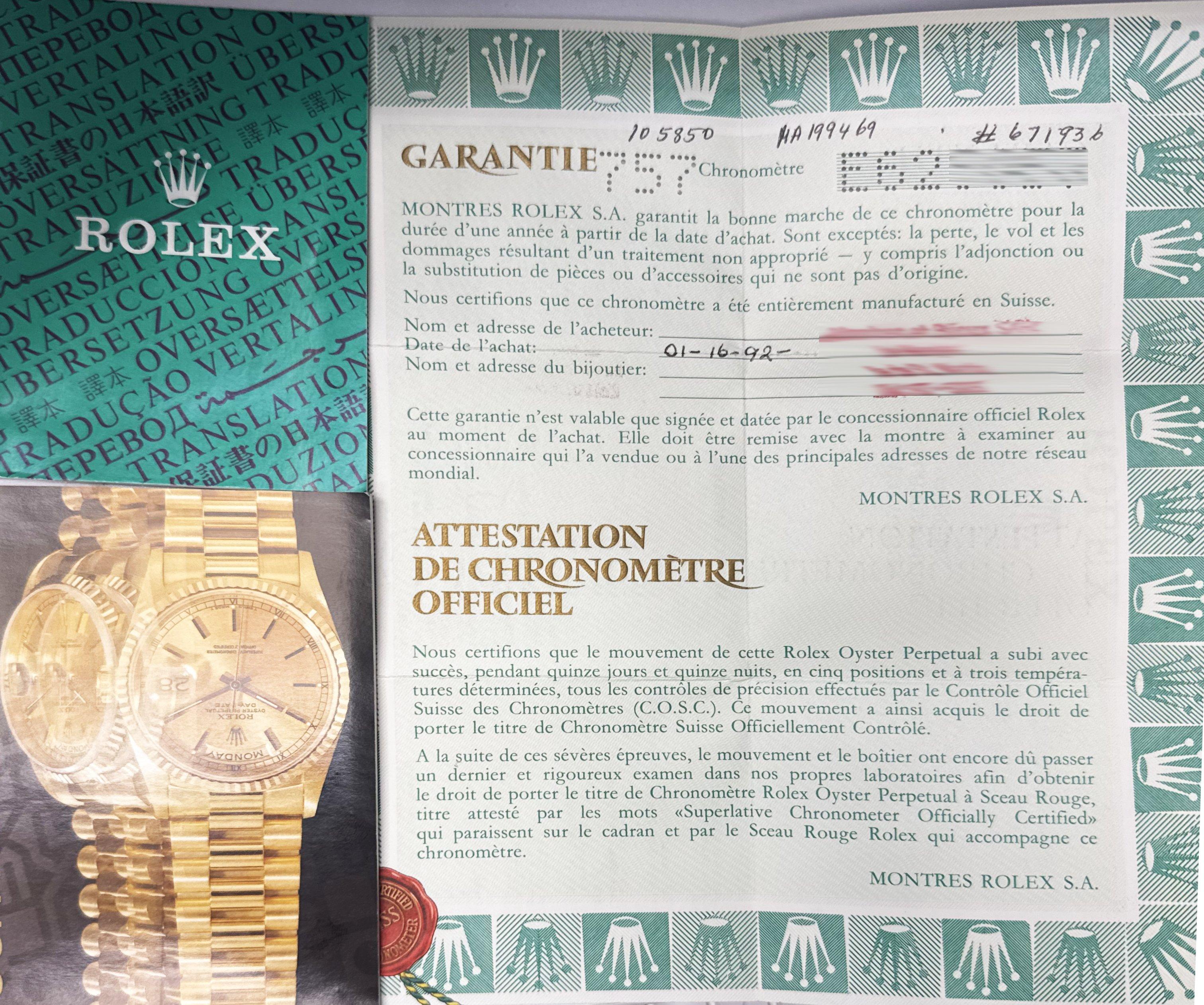 Rolex Ladies Oyster Perpetual 67193 Black Dial 18K Yellow Gold Steel Box Papers For Sale 5