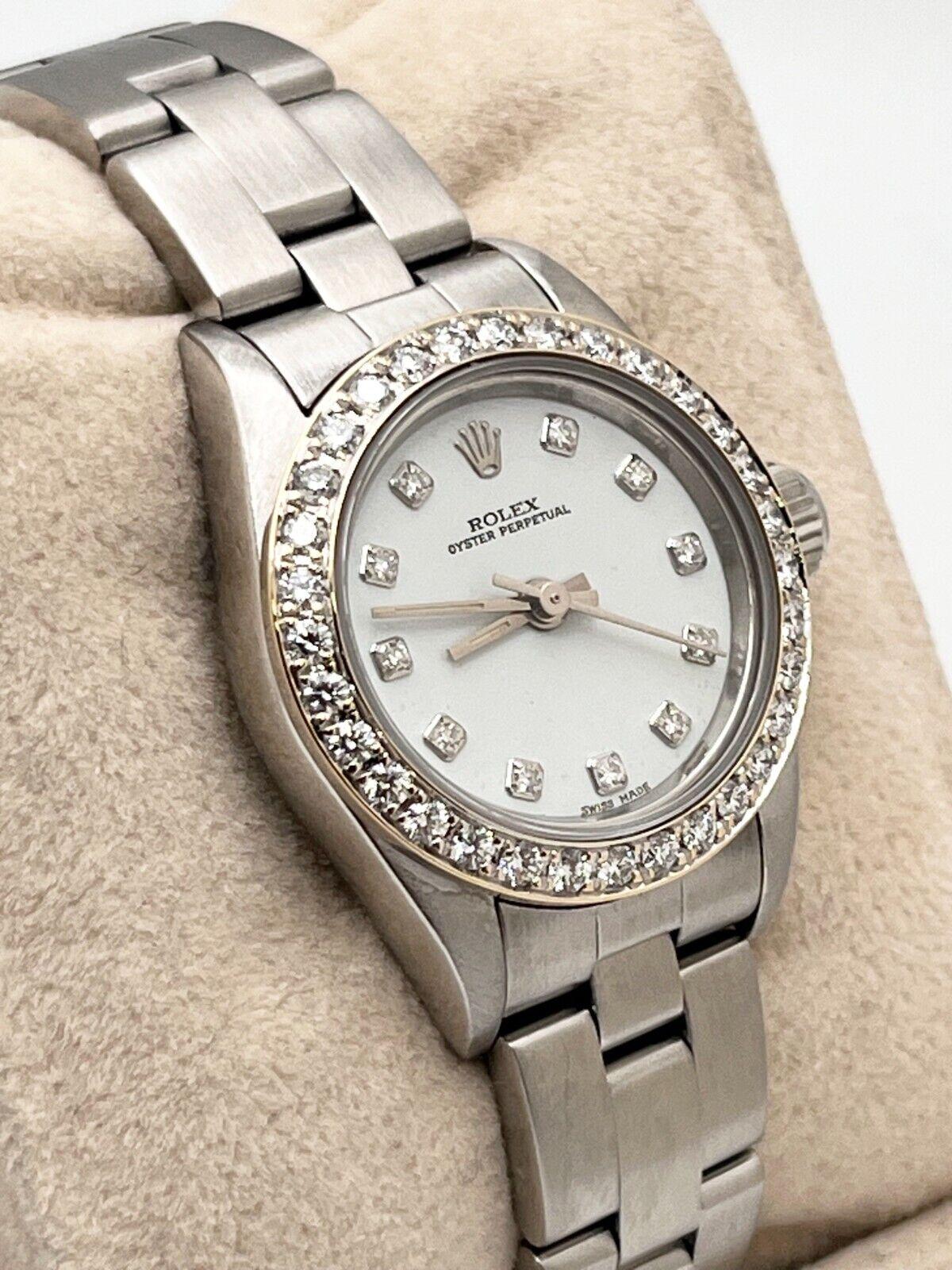 Rolex Ladies Oyster Perpetual 67194 Diamond Dial Diamond Bezel Stainless Steel For Sale 1
