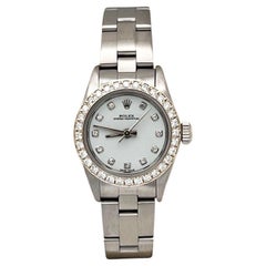 Rolex Oyster Perpetual 67194 avec cadran en diamants et lunette en acier inoxydable pour femmes