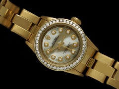 Rolex Ladies Oyster Perpetual 67197 Watch - 18K Gold, MOP & Diamonds