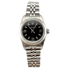 Rolex Ladies Oyster Perpetual 76094 Black Dial Stainless Steel Jubilee