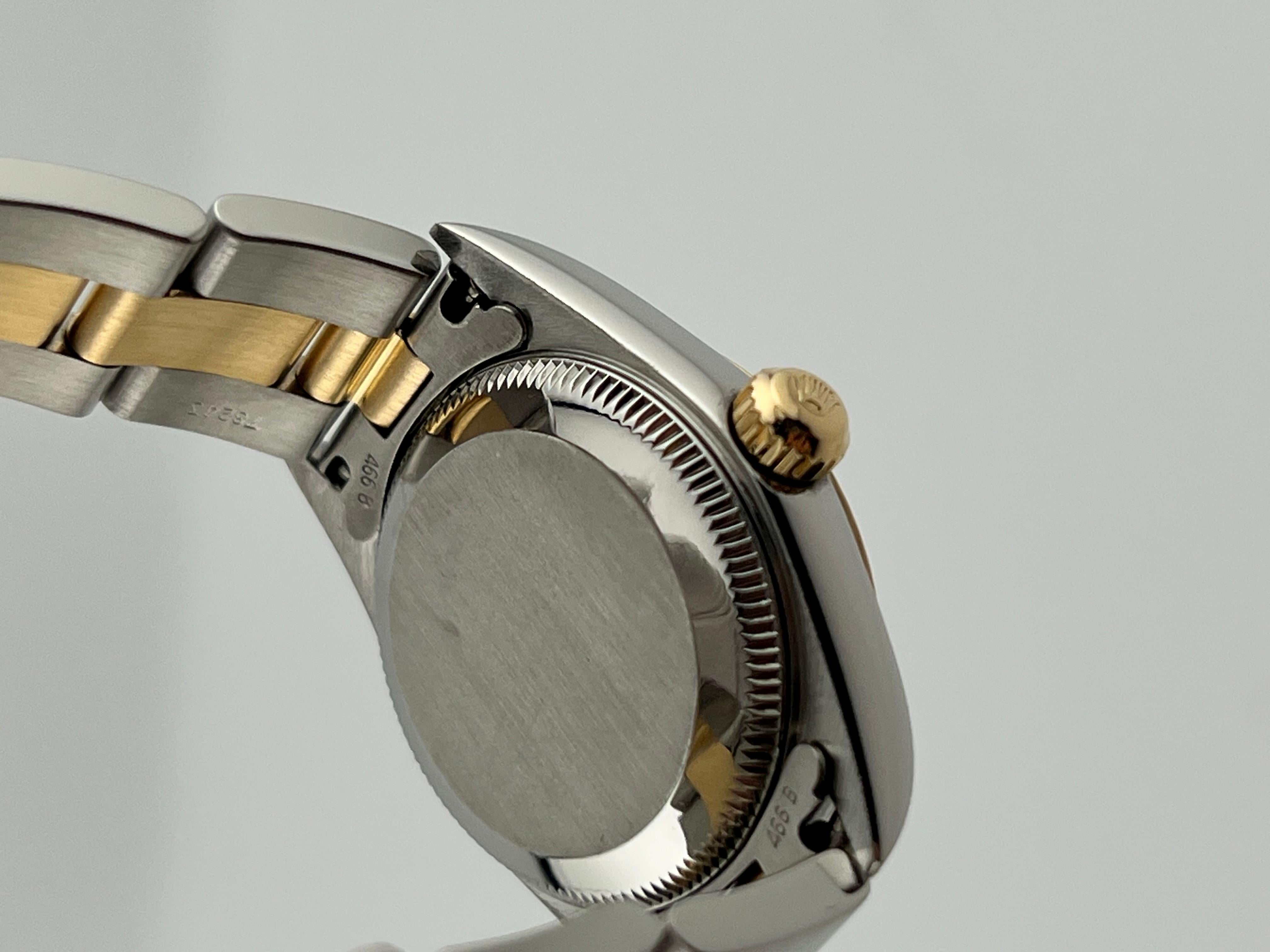 Rolex Damen Oyster Perpetual 76193 Silber Zifferblatt 18K Gelbgold Stahl Box Papier 9