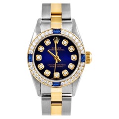 Rolex Ladies Oyster Perpetual Blue Vignette Diamond Dial Sapphire Diamond Bezel