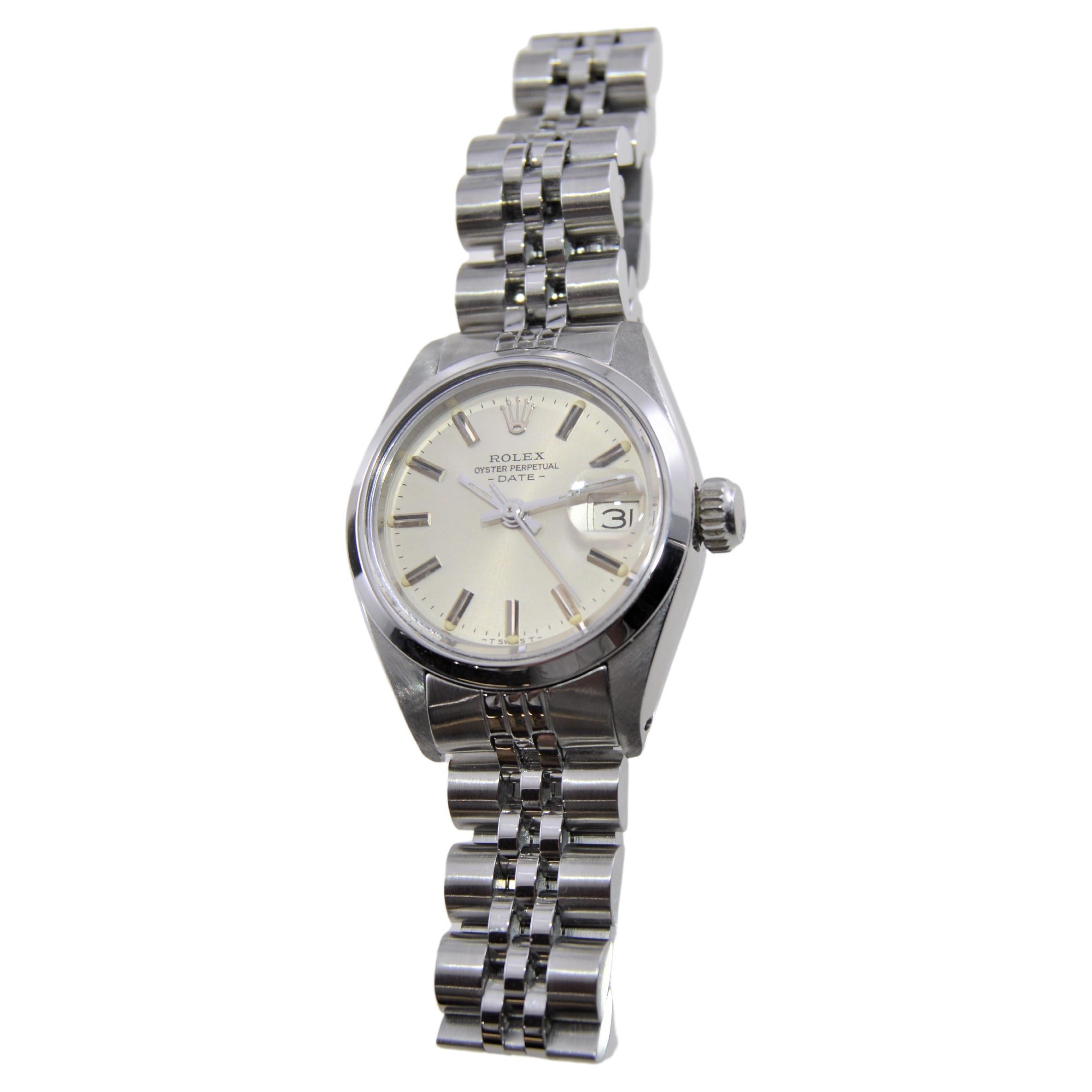 Modern Rolex Ladies Oyster Perpetual Date with Factory Original Silver Dial 1982