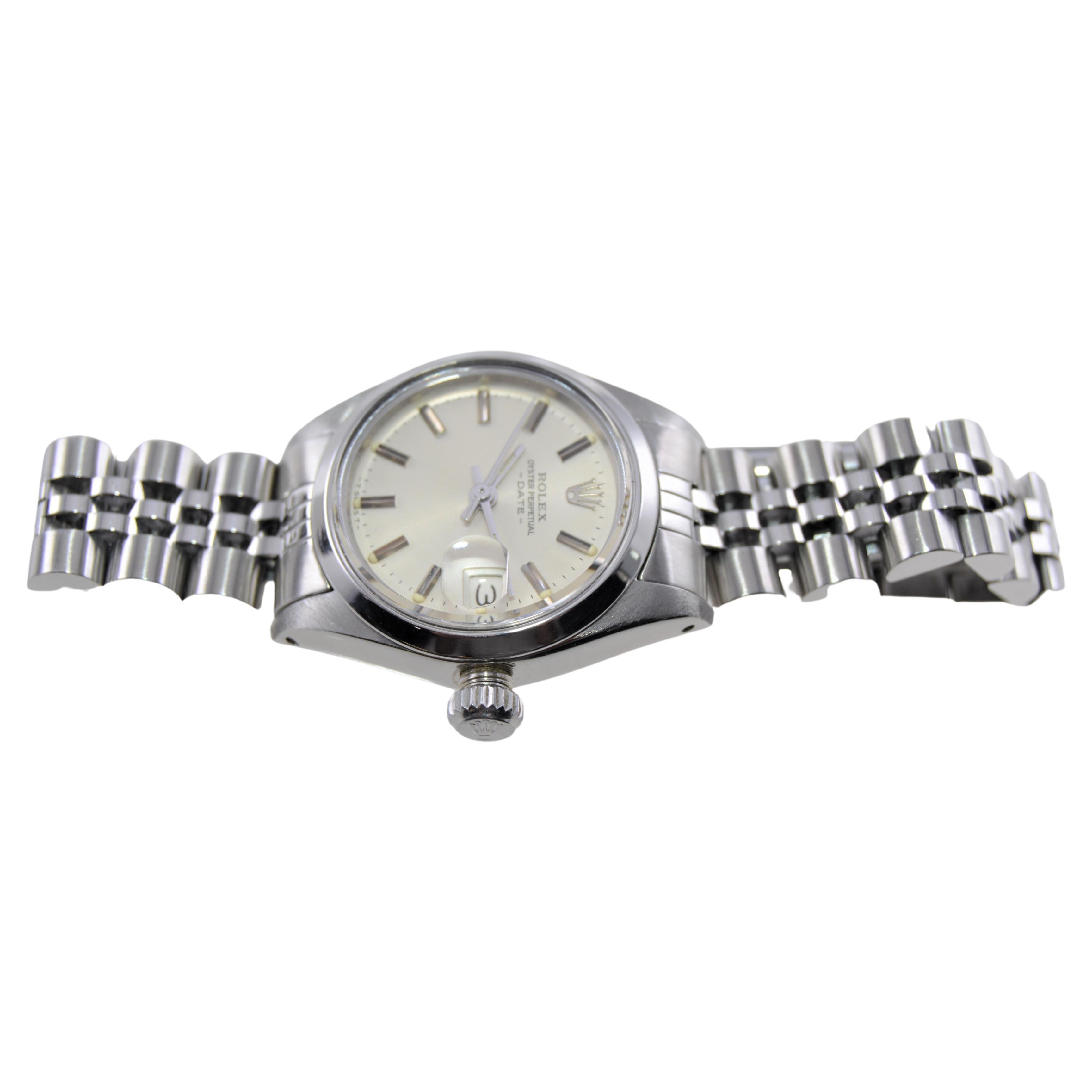 Rolex Ladies Oyster Perpetual Date with Factory Original Silver Dial 1982 1