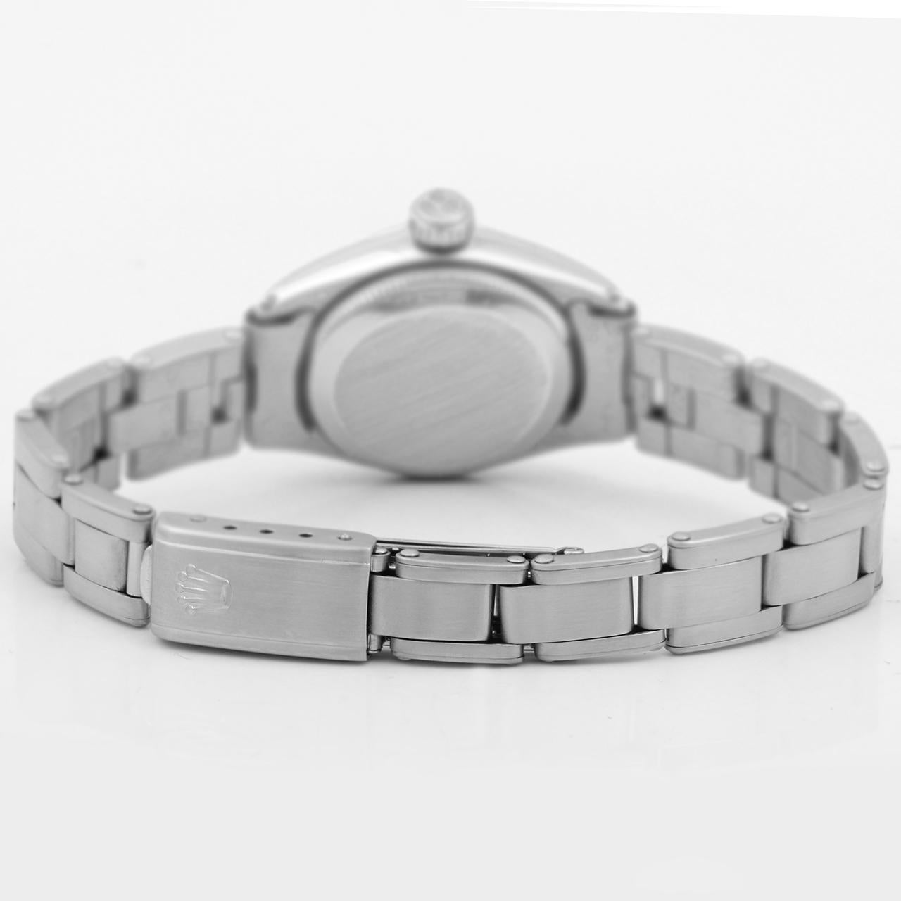 Rolex Damen Oyster Perpetual Perlmutt Diamant-Zifferblatt Diamant-Lünette Uhr im Zustand „Gut“ im Angebot in San Pedro, CA