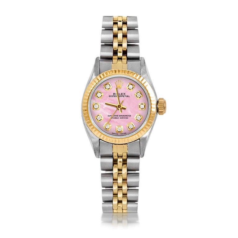 Rolex Ladies Oyster Perpetual Pink MOP Diamond Dial Fluted Bezel Jubilee  Watch For Sale at 1stDibs | rolex sizes ladies, rolex face sizes, ladies  rolex pink face