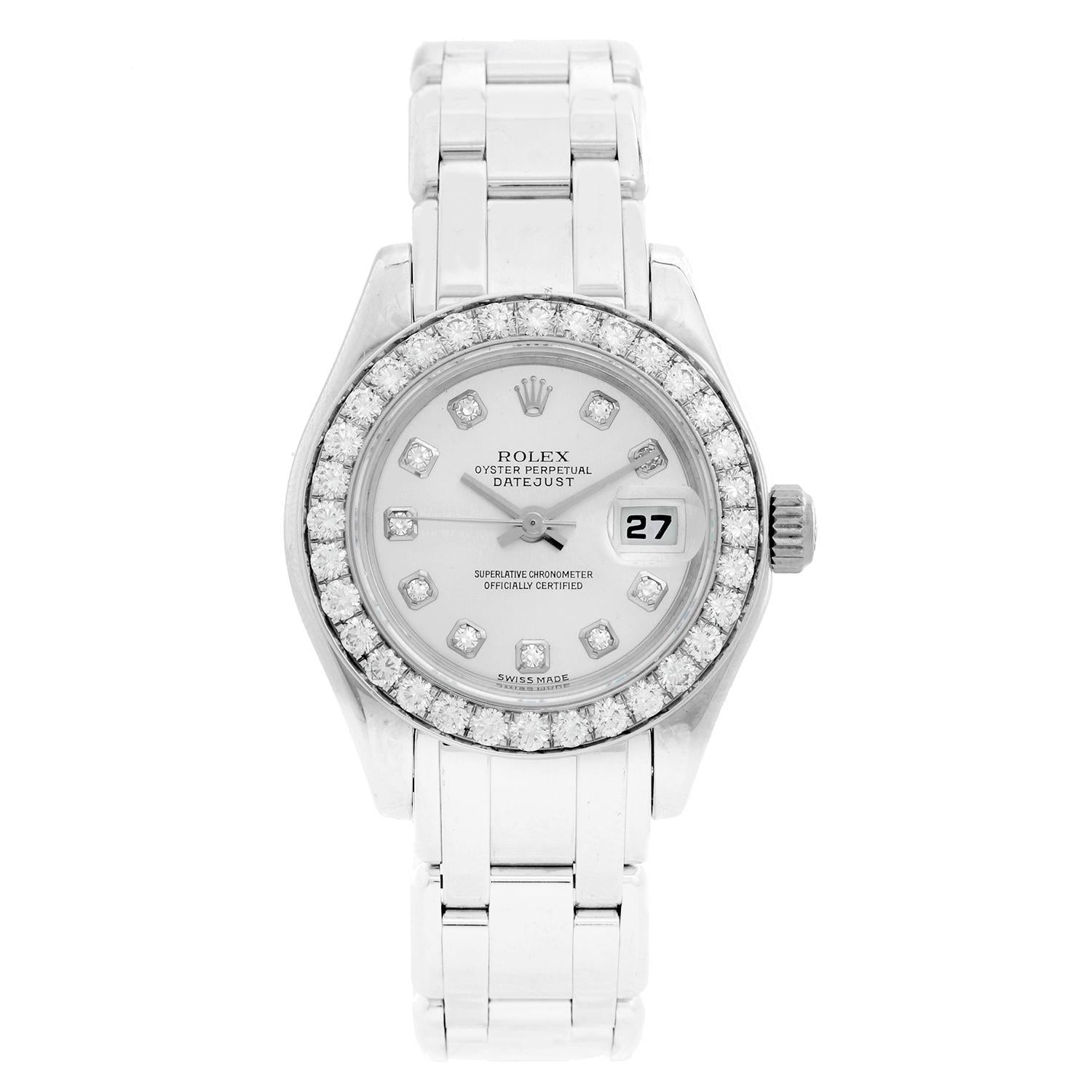 Rolex Ladies Pearlmaster 18 Karat White Gold Watch 80299