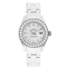 Used Rolex Ladies Pearlmaster 18 Karat White Gold Watch 80299