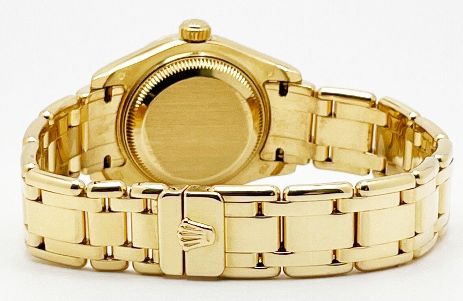 Women's Rolex Ladies Pearlmaster 80318 18K Yellow Gold MOP Diamond Dial Diamond Bezel For Sale