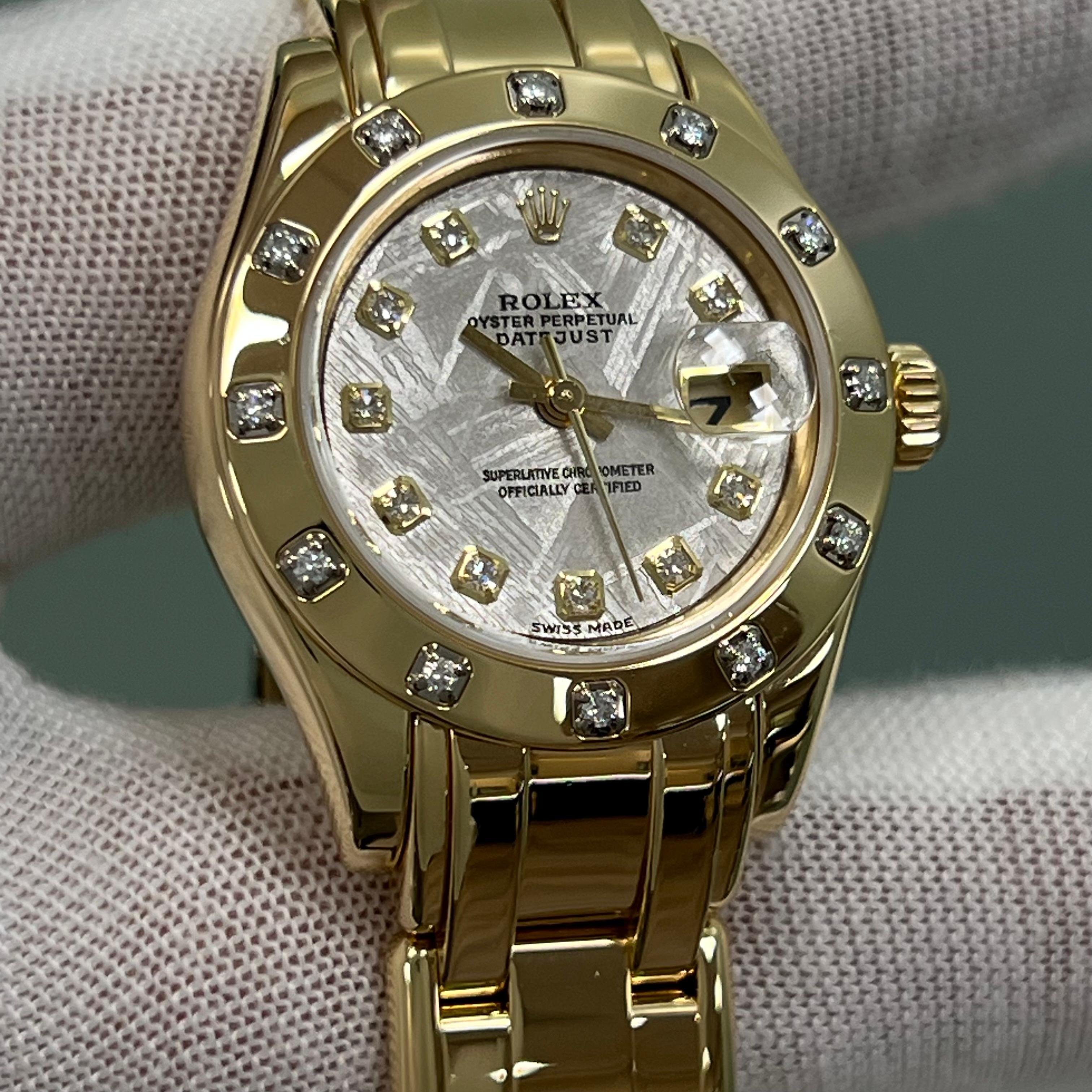 Rolex Ladies Pearlmaster 80318 Factory Meteorite Diamond Dial Bezel 18K Gold 8