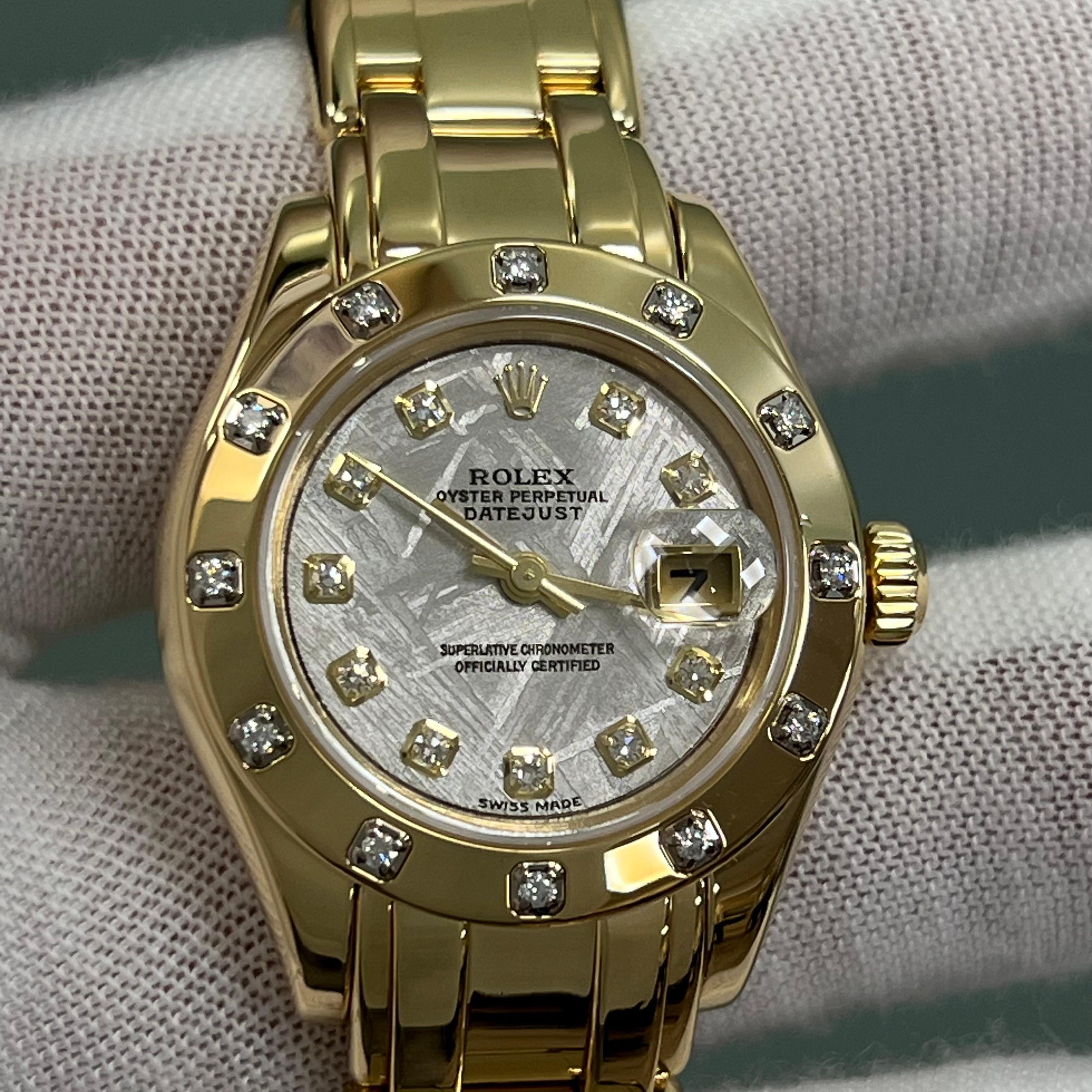 Rolex Ladies Pearlmaster 80318 Factory Meteorite Diamond Dial Bezel 18K Gold 9