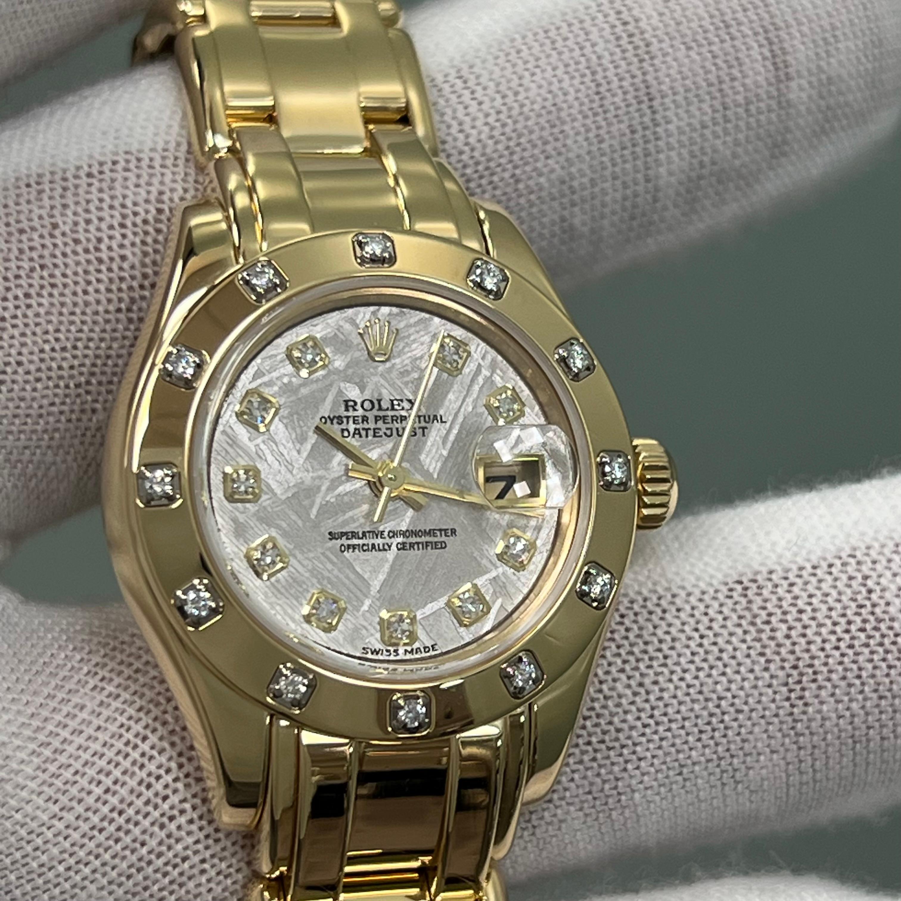 Rolex Ladies Pearlmaster 80318 Factory Meteorite Diamond Dial Bezel 18K Gold 11