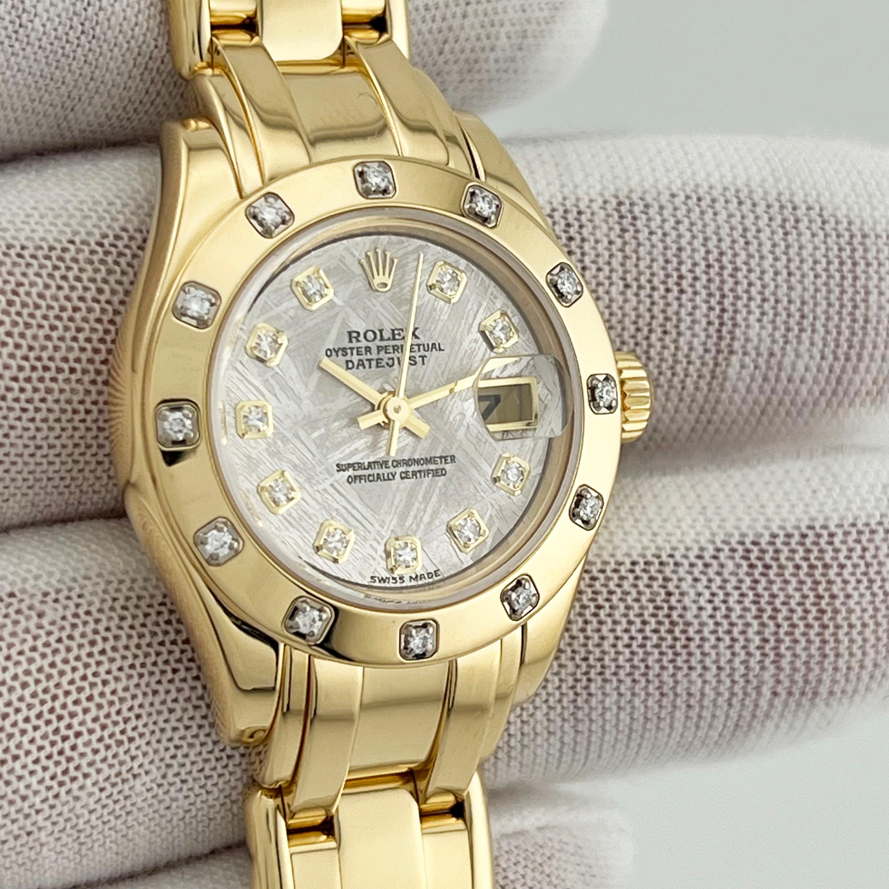 Rolex Ladies Pearlmaster 80318 Factory Meteorite Diamond Dial Bezel 18K Gold 1