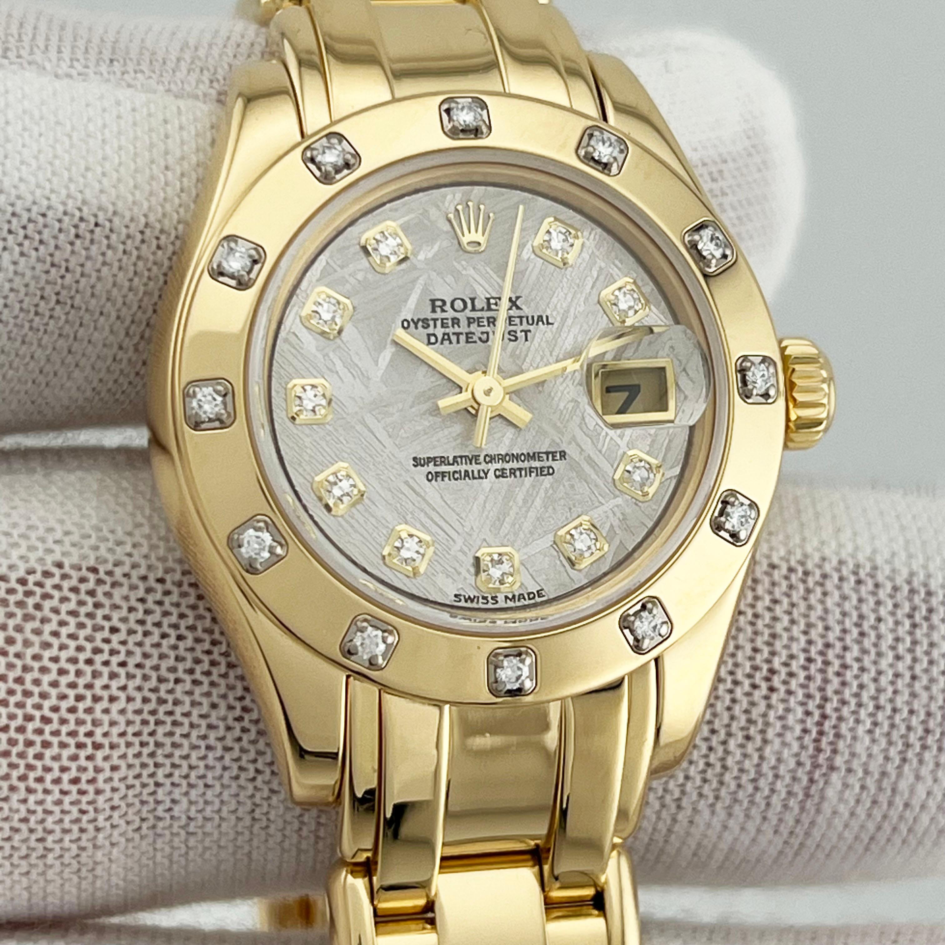 Rolex Ladies Pearlmaster 80318 Factory Meteorite Diamond Dial Bezel 18K Gold 2