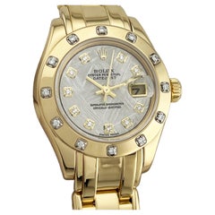 Rolex Ladies Pearlmaster 80318 Factory Meteorite Diamond Dial Bezel 18K Gold