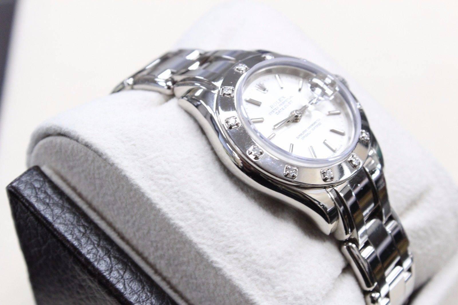 Rolex Ladies Pearlmaster 80319 Original Diamond Bezel 18 Karat White Gold 1