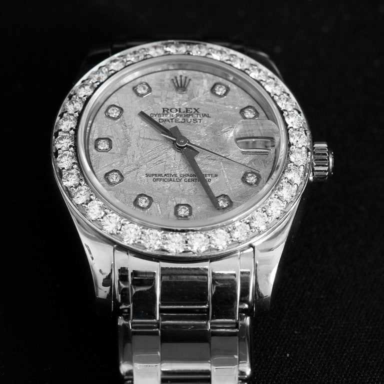 Rolex Ladies Pearlmaster Midsize White Gold Watch 81209 For Sale at 1stDibs