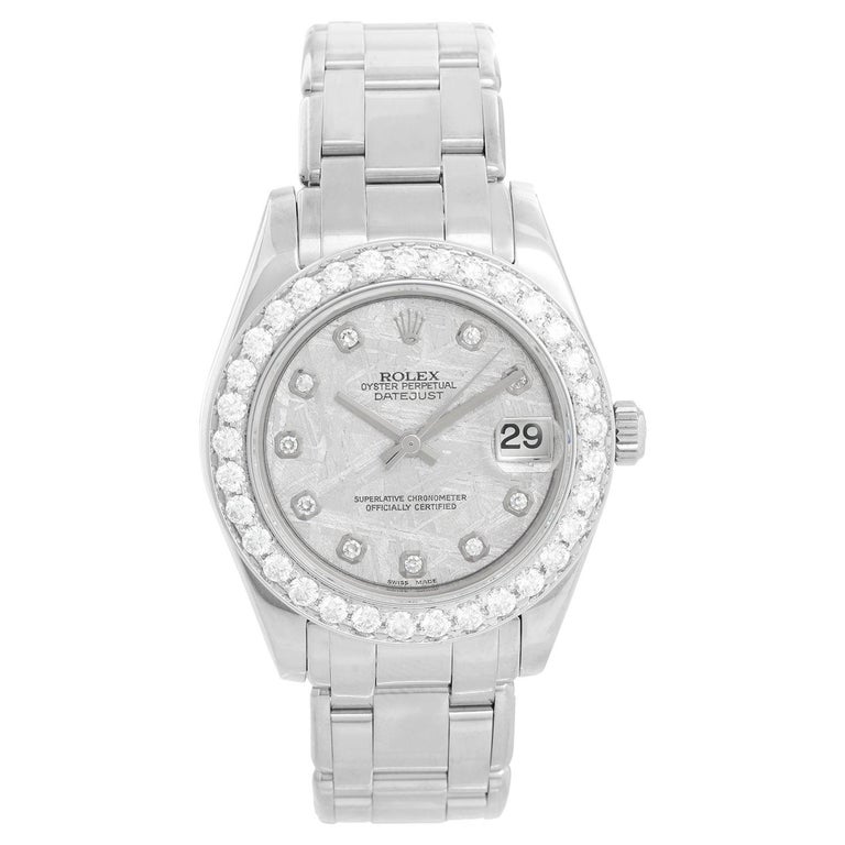 Rolex Ladies Pearlmaster Midsize White Gold Watch 81209 For Sale at 1stDibs