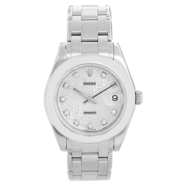 Rolex Ladies Pearlmaster Midsize White Gold Watch 81209 For Sale at 1stDibs
