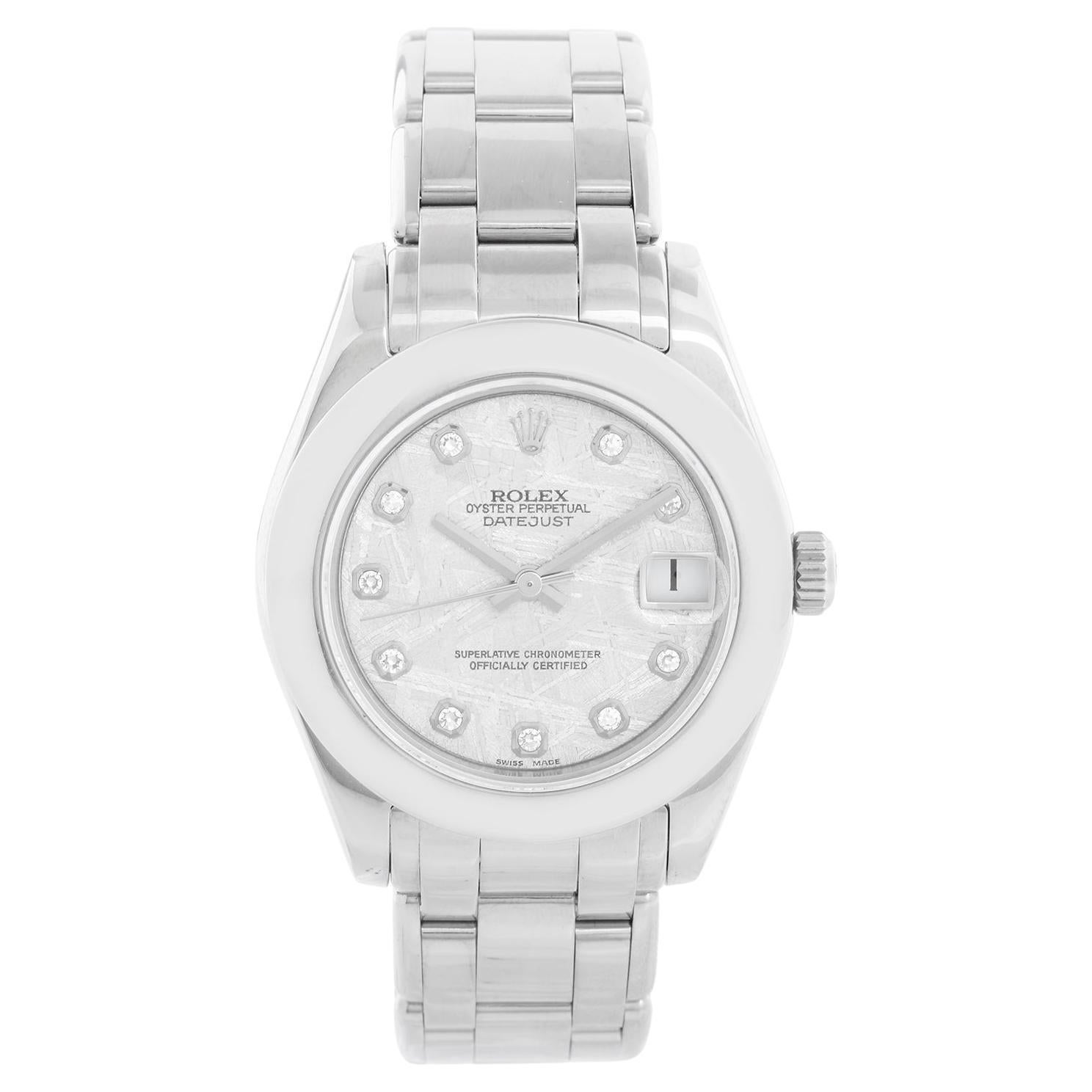 Rolex Ladies Pearlmaster Midsize White Gold Watch 81209 For Sale