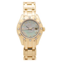 2001 Rolex Ladies Pearlmaster Watch Model 81318 Tahitian Pearl Dial Diamonds
