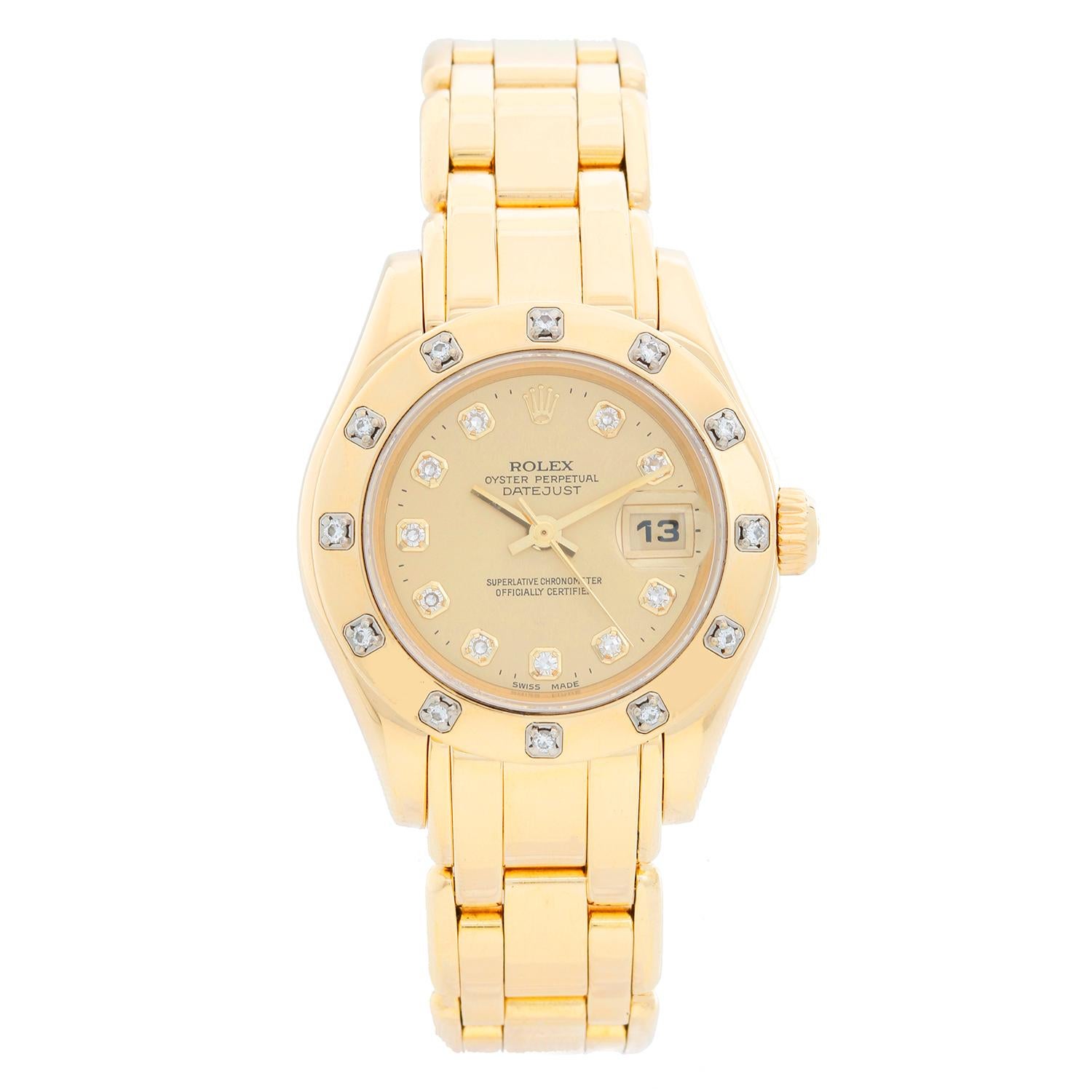 Rolex Ladies Pearlmaster Yellow Gold and Diamond Watch 69318