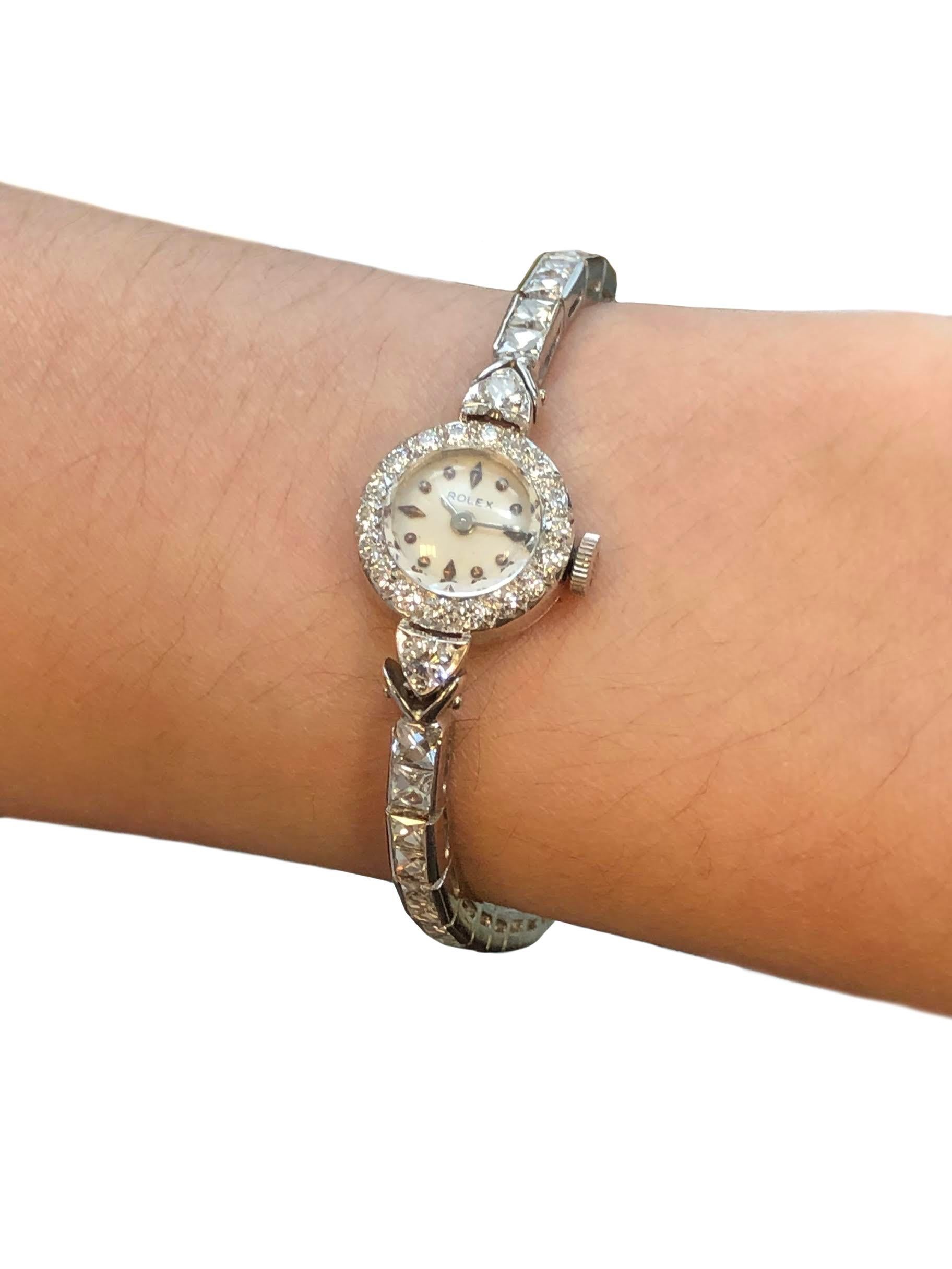 Rolex Ladies Platinum and French Cut Diamonds Bracelet Wristwatch 1