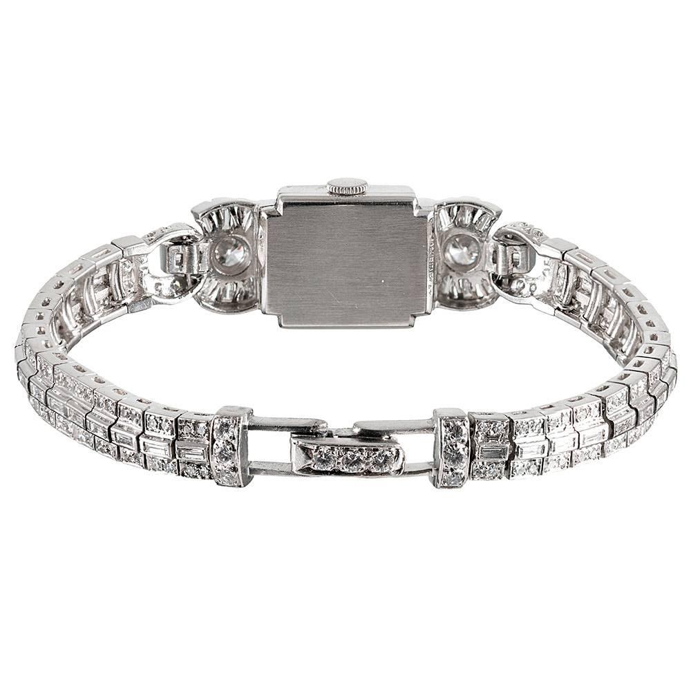 Women's Rolex Ladies platinum Diamond “High Jewelry” manual Wristwatch, 1950s