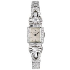 Rolex Ladies platinum Diamond “High Jewelry” manual Wristwatch, 1950s