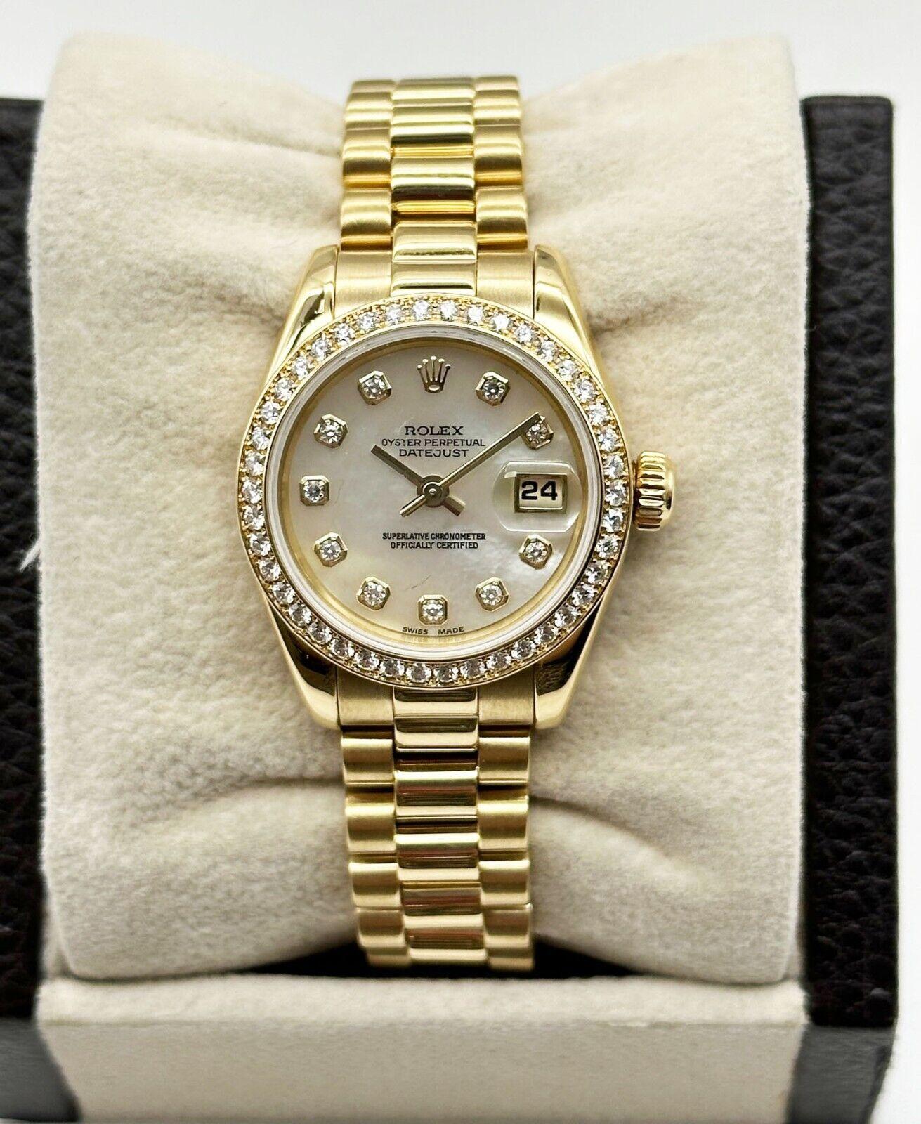 Rolex Damen President 179138 Original MOP Diamant-Zifferblatt Diamant-Lünette 18K Gold (Rundschliff)