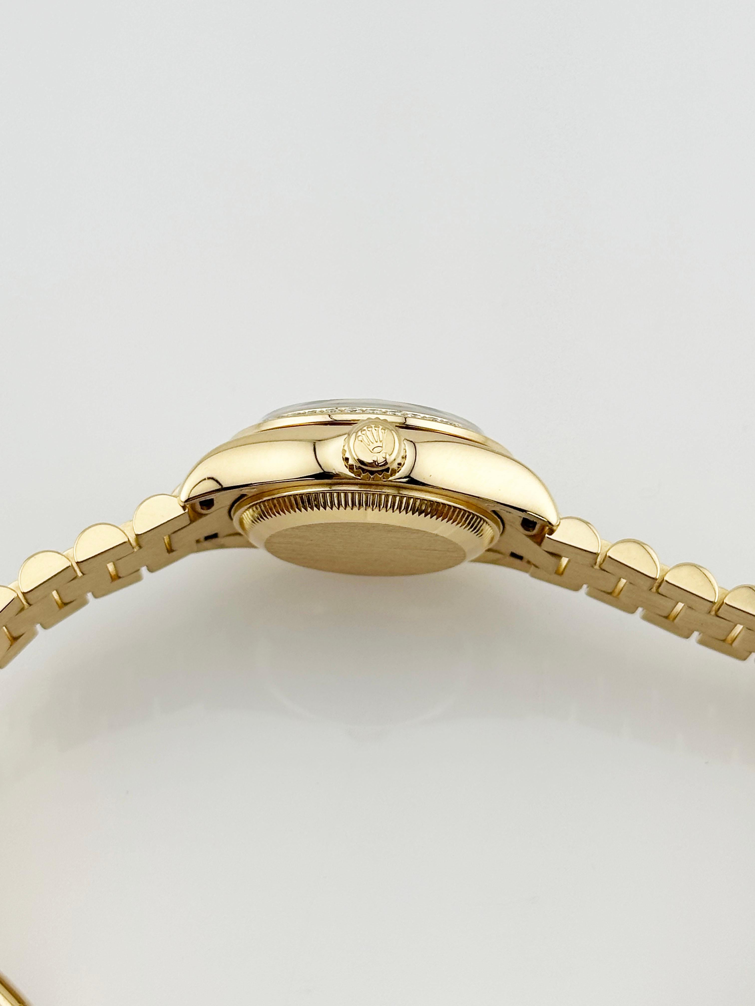 Rolex Ladies President 179138 White Diamond Dial Bezel 18K Yellow Gold Box Paper For Sale 5