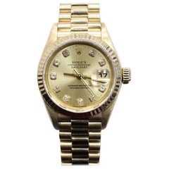 Rolex Ladies President 18 Karat Yellow Gold Datejust 69178 Diamond Dial
