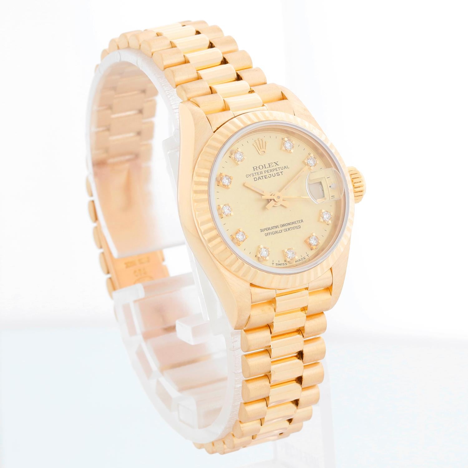 Rolex Montre President en or jaune 18 carats pour femmes 69178 Excellent état - En vente à Dallas, TX