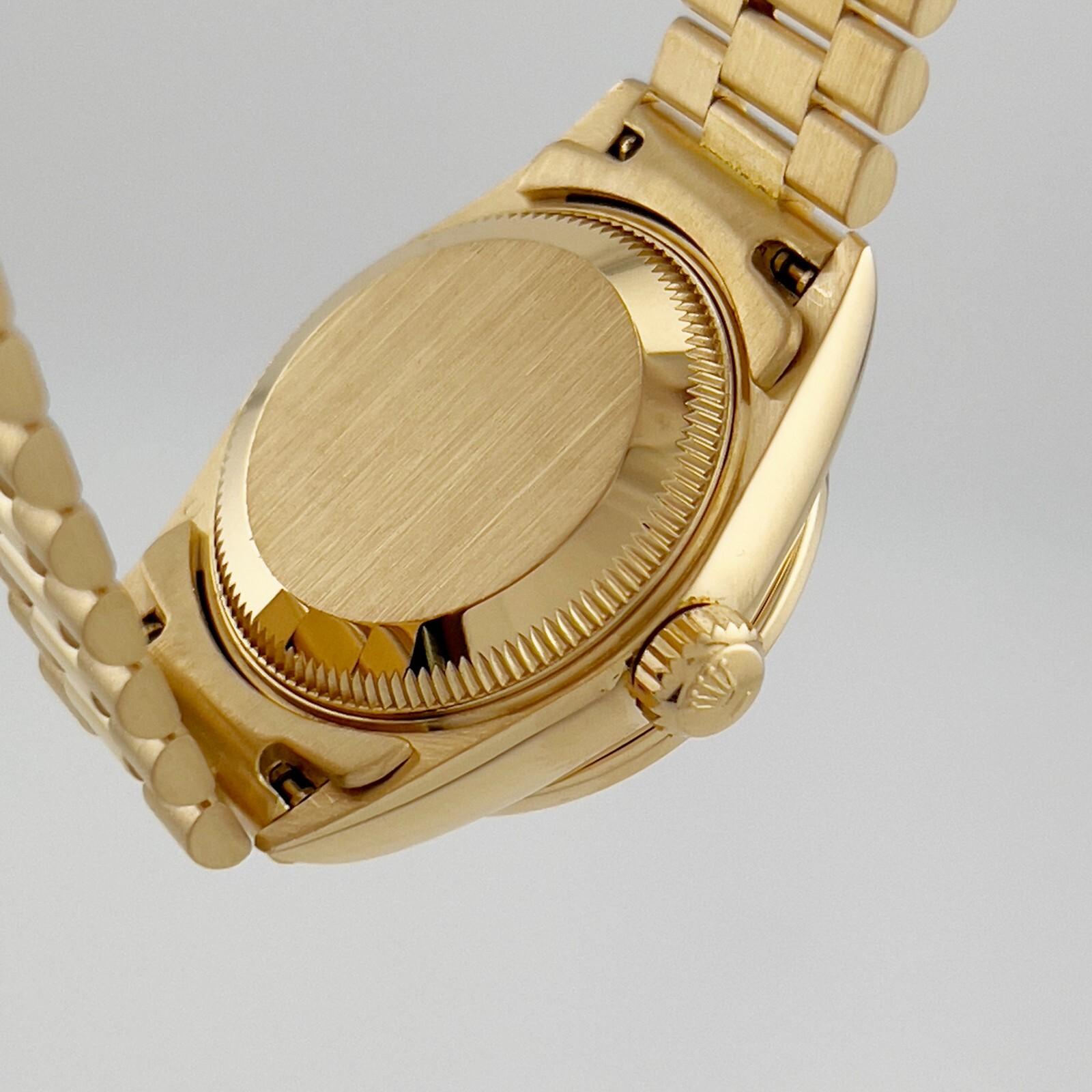 Rolex Ladies President 69088 Fabrik Saphir Diamant Lünette und Zifferblatt 18K Gold im Angebot 6