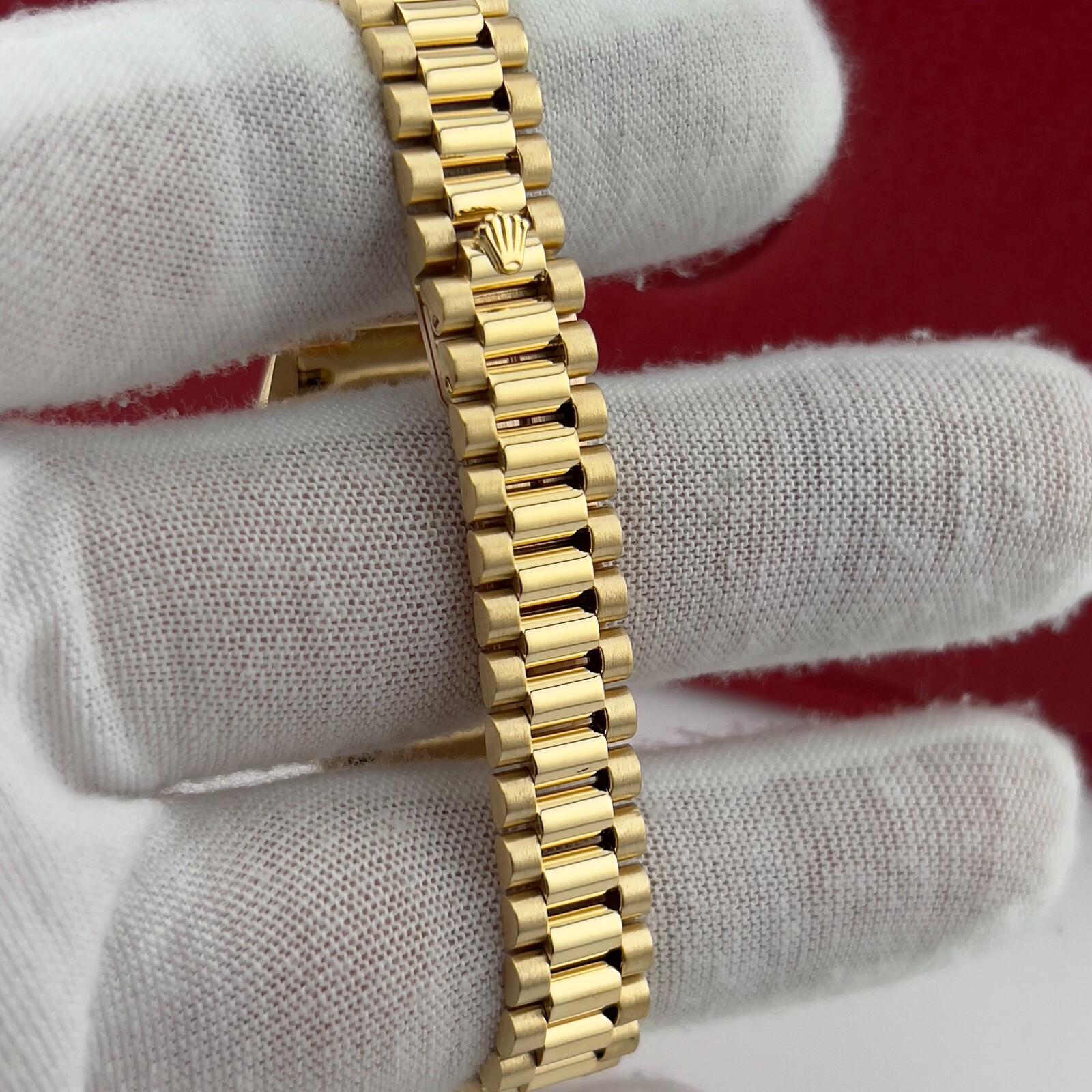 Rolex Ladies President 69088 Fabrik Saphir Diamant Lünette und Zifferblatt 18K Gold im Zustand „Hervorragend“ im Angebot in San Diego, CA